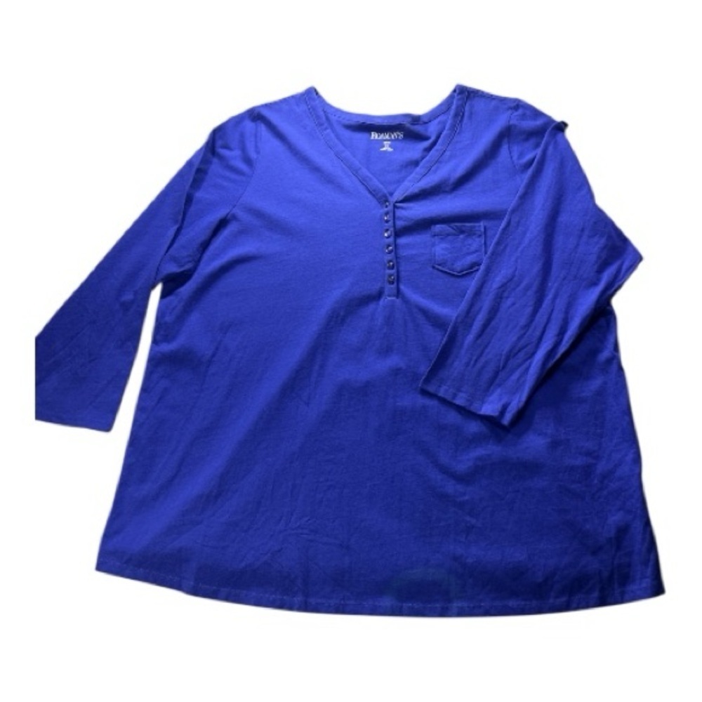 Roaman's Blue V-Neck Top Sz 2X